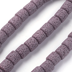 Средний Фиолетовый Бусы из натуральной лавы, окрашенные, колонка, средне фиолетовый, 10x10~10.5 мм, отверстие : 2 мм, около 39 шт / нитка, 15.35 дюйм (39 см)