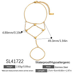 Настоящее золото 18K 304 Браслеты из нержавеющей стали с кольцевыми звеньями, браслеты-цепочки для женщин, сердце, реальный 18 k позолоченный, 6.69 дюйм (17 см)