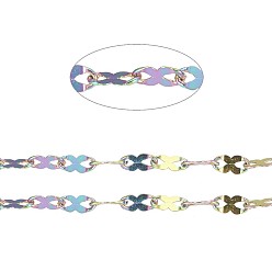 Rainbow Color Ion Plating(IP) 304 Stainless Steel Link Chains, Soldered, with Spool, Rainbow Color, 5x2.5x0.4mm, about 65.61 Feet(20m)/roll