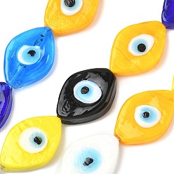 (52) Непрозрачная лаванда Нити бусин лэмпворк ручной работы "глаз зла", лошадиный глаз , разноцветные, 20x14x4~5 мм, отверстие : 1~1.6 мм, около 19 шт / нитка, 14.88~14.96'' (37.8~38 см)