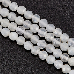 White Moonstone 1 hebras de cuentas de piedra lunar blanca natural, facetados, rondo, 4 mm, agujero: 0.7 mm, sobre 91 unidades / cadena, 15.35'' (39 cm)