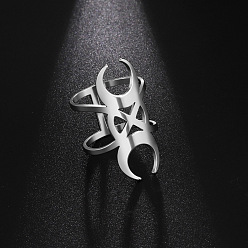 Нержавеющая Сталь Цвет Регулируемые кольца из нержавеющей стали с не тускнеющим эффектом луны, украшения для унисекс, цвет нержавеющей стали, 31.5 мм, размер США 11 (20.6 мм)