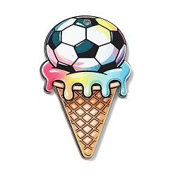 Разноцветный Печатные акриловые подвески, футбольный мяч с подвесками в виде мороженого, красочный, 46.5x28.5x2 мм