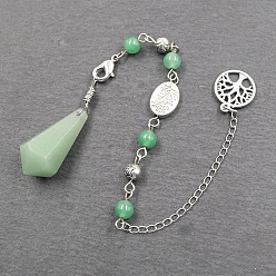 Зеленый Авантюрин Натуральный зеленый авантюрин конус шестиугольный заостренный биолокационный маятник, с чарами Древа Жизни, для лозоходства и гадания, 190 мм