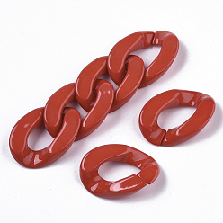 Red Opaque Acrylic Linking Rings, Quick Link Connectors, for Curb Chains Making, Twist, Red, 30x21x6mm, Inner Diameter: 16x8mm