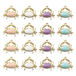 (52) Непрозрачная лаванда 40 шт 4 цвета экологически чистые подвески из цинкового сплава, с эмалью, без кадмия, без никеля и без свинца, форма краба, золотой свет, разноцветные, 18x20x3 мм, отверстие : 1.6 мм, 10 шт / цвет