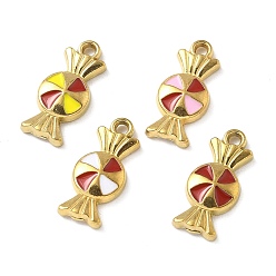 (52) Непрозрачная лаванда 304 нержавеющей стальной эмали подвески, конфетное очарование, ионное покрытие (ip), реальный 18 k позолоченный, разноцветные, 17.5x8x2.5 мм, отверстие : 1.6 мм