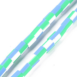 Васильковый Ручной полимерные нити глины шарик, колонка, васильковый, 5x2.5~6.5 мм, отверстие : 1.6~1.8 мм, около 62~68 шт / нитка, 15.28 дюйм ~ 15.55 дюйм (38.8 см ~ 39.5 см).