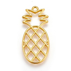 Золотой Подвески на лицевой панели из сплава цинка, для diy уф смолы, эпоксидная смола, Прессованные цветочные украшения, ананас, золотые, 37.5x17x2 мм, отверстие : 2 мм