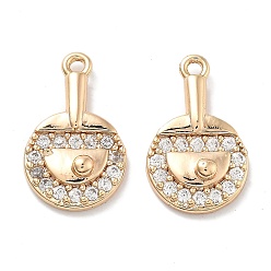 Настоящее золото 18K Подвески из латуни с покрытием из прозрачного кубического циркония, без кадмия, без никеля и без свинца, долговечный, подвески для ракеток для настольного тенниса, реальный 18 k позолоченный, 16x10x3 мм, отверстие : 1.2 мм