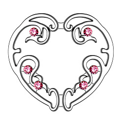 Pink Кольца для сосков в форме сердца из титана со стразами, кольца для сосков без перфорации, полый узор, цвет нержавеющей стали, розовые, внутренний диаметр: 14 мм