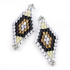 Темно-Золотистый Миюки и тохо японский бисер, Ссылки ручной работы, Ромбовидный рисунок, темные золотарник, 31~32.5x13~13.5x1.5~2 мм, отверстие : 1 мм