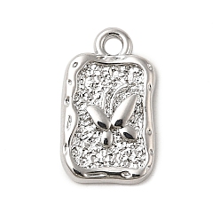 Платина Подвески из сплава , прямоугольник с подвесками в виде бабочек, стойки покрытие, долговечный, без свинца, без кадмии и без никеля, платина, 14.5x8.5x2 мм, отверстие : 1.5 мм