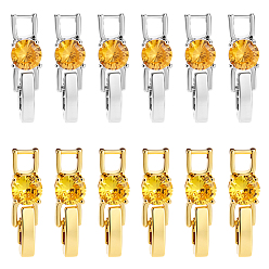 Платиновый & Золотой 12 шт. 2 цвета, стойка, покрытие, латунь, микропаве, кубический цирконий, застежки для часового ремешка, долговечный, без свинца и без кадмия, платиной и золотом, 21.5x5.5x4 мм, отверстие : 3.5x3 мм, 6 шт / цвет