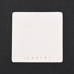Белый Бумажные карты дисплея серьги, квадратный, белые, 7x7x0.05 см