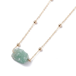 Green Aventurine Natural Green Aventurine Raw Stone Pendant Necklace for Women, Golden, 17-3/4 inch(45cm)
