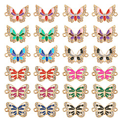 (52) Непрозрачная лаванда 48шт 12 стили подвески из эмали из сплава, звенья бабочки с хрустальными стразами, золотой свет, без кадмия, без никеля и без свинца, разноцветные, 21~22x13~16x1.7~2 мм, отверстие : 1.6 мм, 4 шт / стиль