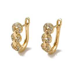 Light Gold Brass Micro Pave Cubic Zirconia Hoop Earring, Light Gold, 19.5x6mm