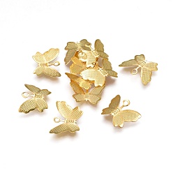 Golden Iron Charms, Butterfly, Golden, 10.8x13.2x0.3mm, Hole: 1.5mm