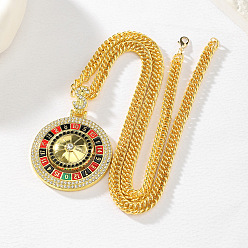 Золотой Ожерелья с подвеской-рулеткой из сплава хип-хопа с кристаллами и гагатовыми стразами и эмалью, красные, зеленый и черный, золотые, 30.71 дюйм (78 см)