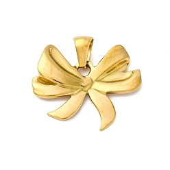 Настоящее золото 18K 201 подвески из нержавеющей стали, очарование бантом, реальный 18 k позолоченный, 19.5x24x2.5 мм, отверстие : 6x3 мм