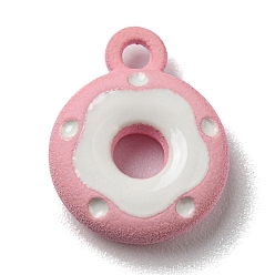 Pink Legierung Emaille Reize, Donut-Charme, rosa, 12.5x10x3 mm, Bohrung: 1.5 mm