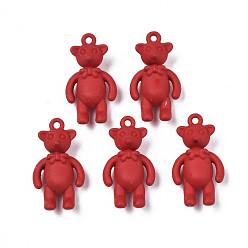 Красный Подвески из сплава, окрашенные распылением, без кадмия, без никеля и без свинца, медведь, красные, 25x14x8 мм, отверстие : 1.6 мм