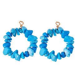 Синтетическая Бирюза 2 шт. подвески из синтетической окрашенной бирюзы, подвески-кольца с медной проволокой в обертке, золотой свет, глубокое синее небо, 40x35 мм