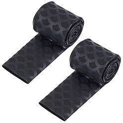 Black POE Plastic Anti-slip Heat Shrink Tubing for Fish Rods, Fish Scale Pattern, Black, 1000x40x1.4mm