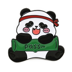 Green Panda with Bamboo Enamel Pins, Alloy Exam Pass Lapel Pin Backs for Backpack Clothes, Black, Green, 32x33mm