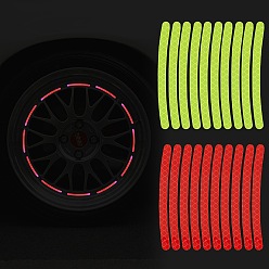 Mixed Color 40Pcs 2 Colors Plastic Reflective Car Wheel Rim Stickers, Wheel Adhesive Strips Stickers, Exterior Accessories, Mixed Color, 90x7mm, 20pcs/color