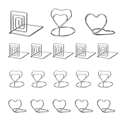 Серебро 18 шт 3 стиль держатели карточек из углеродистой стали, подставка для номера в таблице проводов, для памятки записки имя знак свадьба день рождения, сердце и квадрат, серебряные, 6 шт / стиль