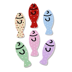 (52) Непрозрачная лаванда Печатные акриловые подвески, рыбы прелести, разноцветные, 49x19x2 мм, отверстие : 1.2 мм