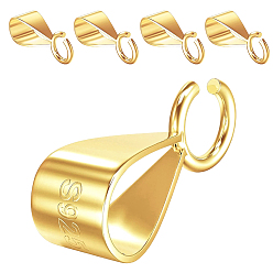 Золотой 6шт. 925 серебряные трубчатые дужки, петля под залог, треугольные, золотые, 10x5x3.5 мм, отверстия : 1.8 mm и 5.5x4 мм