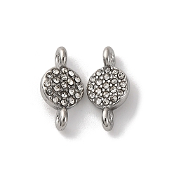 Нержавеющая Сталь Цвет 304 подвески из нержавеющей стали со стразами, плоские круглые ссылки, цвет нержавеющей стали, 6.3x13x1.8 мм, отверстие : 1.2 мм