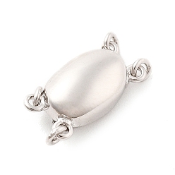 Платина 925 застежка из стерлингового серебра, с целью перехода в кольце, овальные, 2 нитей, 4-луночное, платина, 14.5x7x5.5 мм, отверстие : 1.4 мм