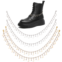 Платиновый & Золотой 4 шт. 2 цвета латунь микропаве прозрачный кубический цирконий цепи ремешок для ботинка цепи, Сплав с застежками когтя омара, луна, платиной и золотом, 430 мм, 2 шт / цвет