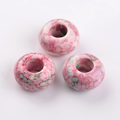 Темно-Оранжевый Крашеный рондель натуральный океан белый нефритовый бисер, бусины с большим отверстием, темно-оранжевый, 15x8 мм, отверстие : 6 мм