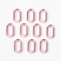 Pink Transparent Acrylic Linking Rings, Quick Link Connectors, for Cable Chains Making, Unwelded, Oval, Pink, 27x16.5x4.5mm, Inner Diameter: 18x7.5mm