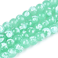 Средний Аквамарин Выпечка краска бисер пряди, круглые, средний аквамарин, 6~6.5 мм, отверстие : 1~1.2 мм, около 142~143 шт / нитка, 29.92~30.71 дюйм (76~78 см)