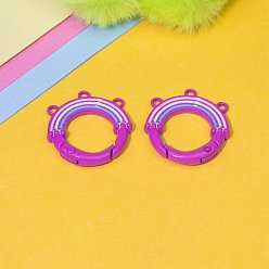 Темно-Фиолетовый 3-сплавные эмалированные пружинные застежки с отверстиями, радуга, аксессуары для подвесок для мобильных телефонов своими руками, темно-фиолетовый, 27x25.8 мм