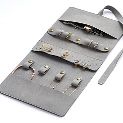 Темно-Серый Тканевая портативная сумка для хранения ювелирных изделий, Дорожный складной футляр для ювелирных изделий для браслета, Ожерелье, хранение серег, прямоугольные, темно-серый, 38x18 см