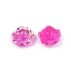 Fucsia Perlas de plástico abs transparente, medio-perforado, flor, fucsia, 15x16x6.5 mm, agujero: 1.2 mm