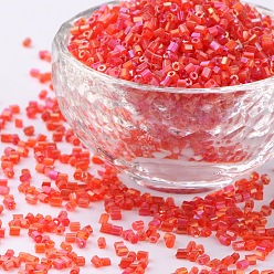 Dark Red 11/0 Two Cut Glass Seed Beads, Hexagon, Trans.Colours Rainbow, Dark Red, Size: about 2.2mm in diameter, about 37500pcs/Pound