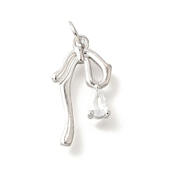 Платина Латунные микро проложить кубического циркония подвески, бантом, с целью перехода в кольце, долговечный, без кадмия и без свинца, стойки покрытие, платина, 20x11.5x3 мм