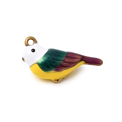 Разноцветный 304 нержавеющей стальной эмали подвески, амулеты птиц, ионное покрытие (ip), реальный 18 k позолоченный, красочный, 14x21x8 мм, отверстие : 1.4 мм