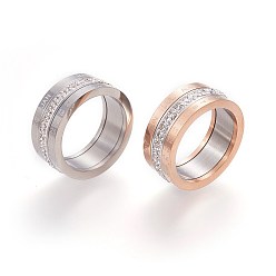 (52) Непрозрачная лаванда Вращающиеся 304 вращающиеся кольца из нержавеющей стали, широкая полоса кольца, с полимерной глиной горный хрусталь, число и месяц, разноцветные, Размер 6~10, 16~20 мм