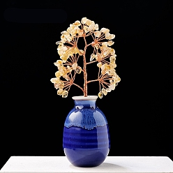 Цитрин Натуральные цитриновые чипсы Дерево жизни украшения, Медная проволока, энергетический камень фэн-шуй, подарок для женщин и мужчин, медитация, 160~170 мм