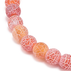 Coral Natural Weathered Agate(Dyed) Round Beaded Stretch Bracelet, Gemstone Jewelry for Women, Coral, Inner Diameter: 2-1/4 inch(5.7cm), Beads: 6mm