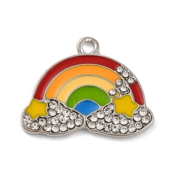 Радуга Подвески из эмали и сплава, со стразами, платина, радуга, 20x25x2 мм, отверстие : 2 мм